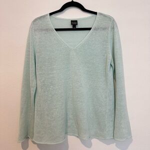 Eileen Fisher 100% Linen Sky Blue Long Sleeve Top